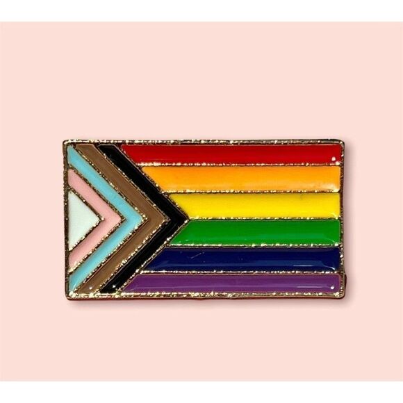 Pride LGBQTIA+ Trans and POC Inclusive Rainbow Pride Flag Enamel Pin - Picture 1 of 6